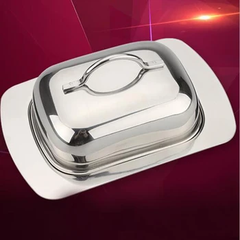 

Eco friendly Stainless Steel Butter Dish Box Container Cheese Server Storage Keeper Tray With Mirror Finish Lid