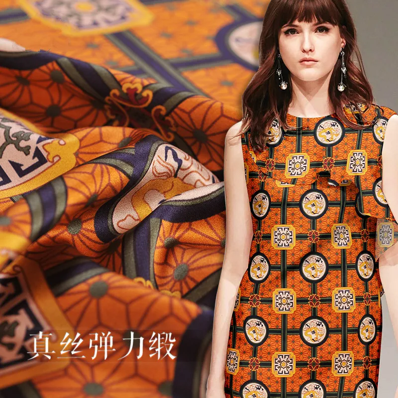 135 см широкая шелковая ткань сатин-стрейч МЕТР 19 мм цифровой струйный Шелковый сатин мягкая рубашка платье ткань шелковая ткань