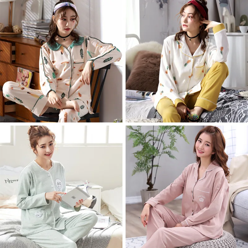 

100% Cotton Confinement Clothing Spring And Autumn Pure Cotton Postpartum Nursing Pregnant Women Pajamas Women's Maternal Feedin