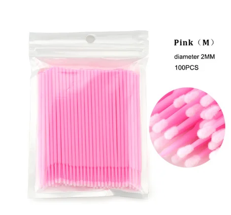 100 шт./пакет одноразовая микрощетка ресницы человека Расширение Удаление ресниц тампон микро щетка для наращивания ресниц Инструменты - Цвет: Pink