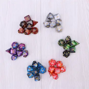 

42pcs Double-Colors Polyhedral Dice Acrylic Number Game Dice Set For Party Math Role Table Game Playing With Storage Pouches