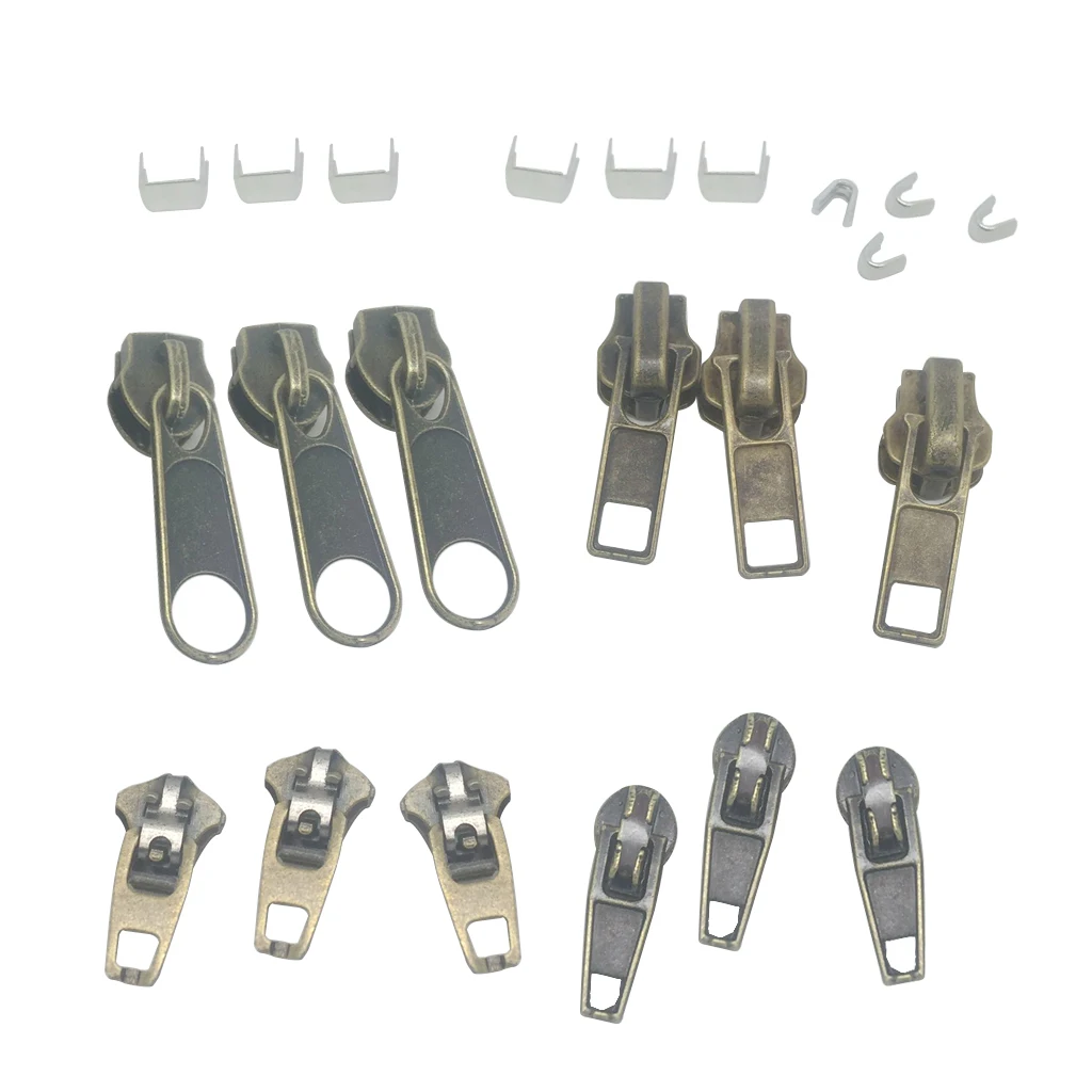 22 Pieces Replacement Zipper Tags Zip Fixer for Clothes Suitcase or Bags, Silver
