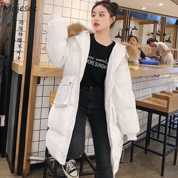 

Women Winter Coat Solid Thicker Warm Long Sleeve Plus Size Fashions Womens Parka Harajuku Clothes Casual Loose Korean Style Soft
