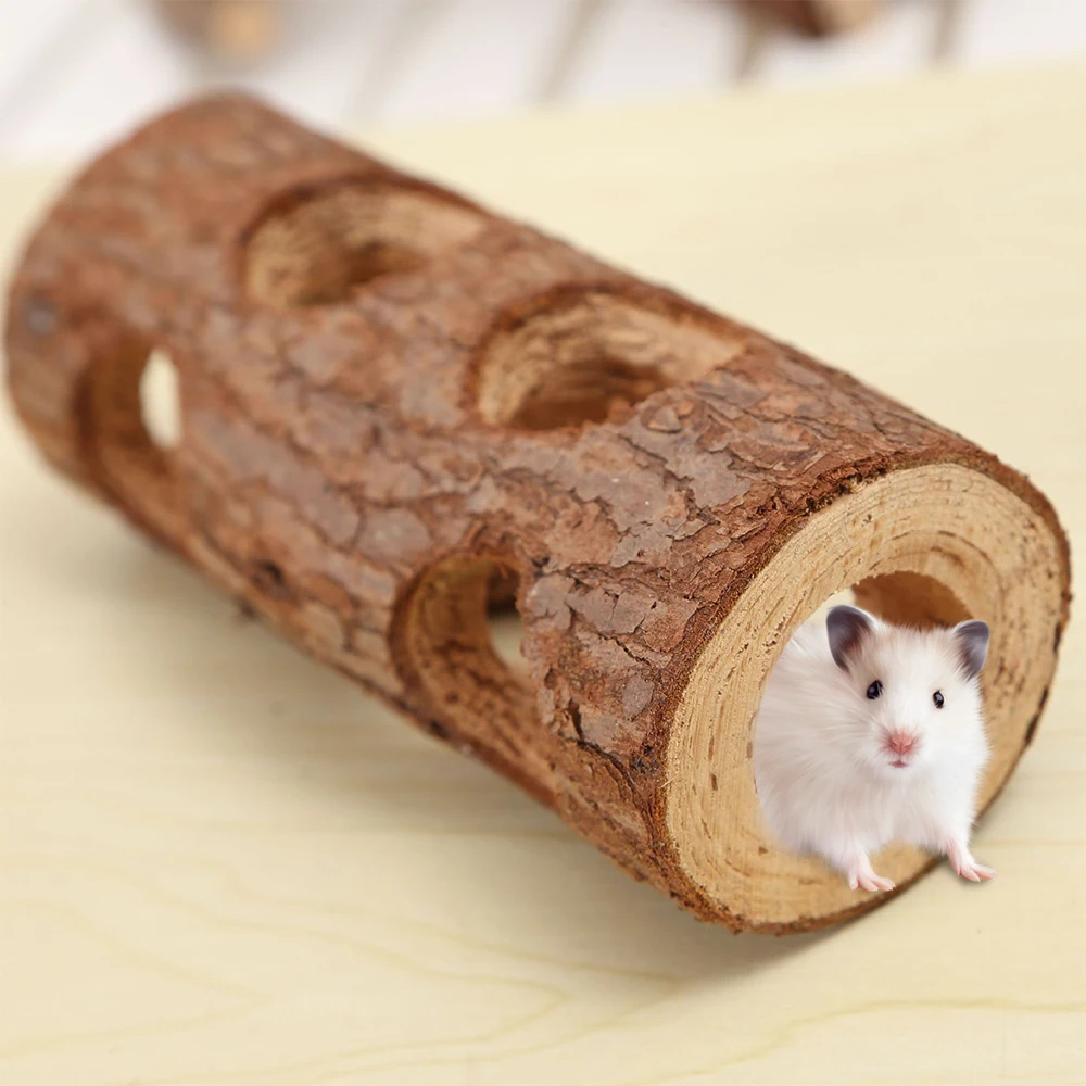 

Wooden Hamster Chewing Toys Nest Bed Pet Hamster Tunnel Small Animals Guinea Pig Tubes House Pet Playing Toy