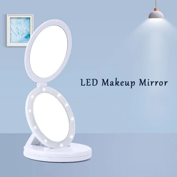 

Makeup Mirror with Led Light M154 Round Three Fold 2-Face Makeup Vanity Mirror Light Up Mirror for Makeup 5X Magnifying