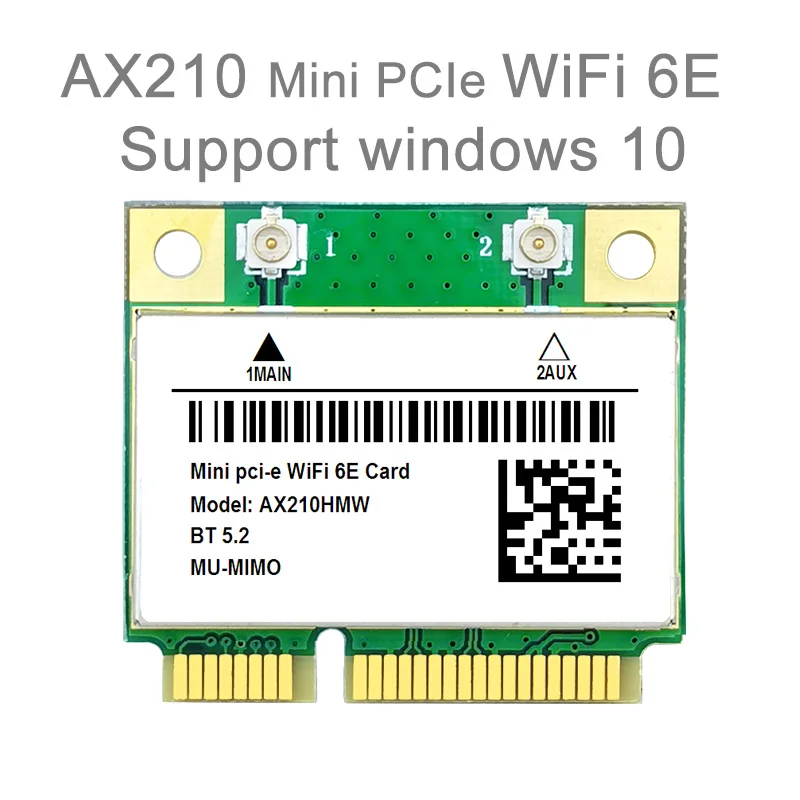 AX210HMW MINI PCIE AX210 WIFI adapter 5374Mbps wifi 6E 5G/6G wireless network card 802.11AX/AC BT 5.2 MU-MIMO For Windows10 | Компьютеры и