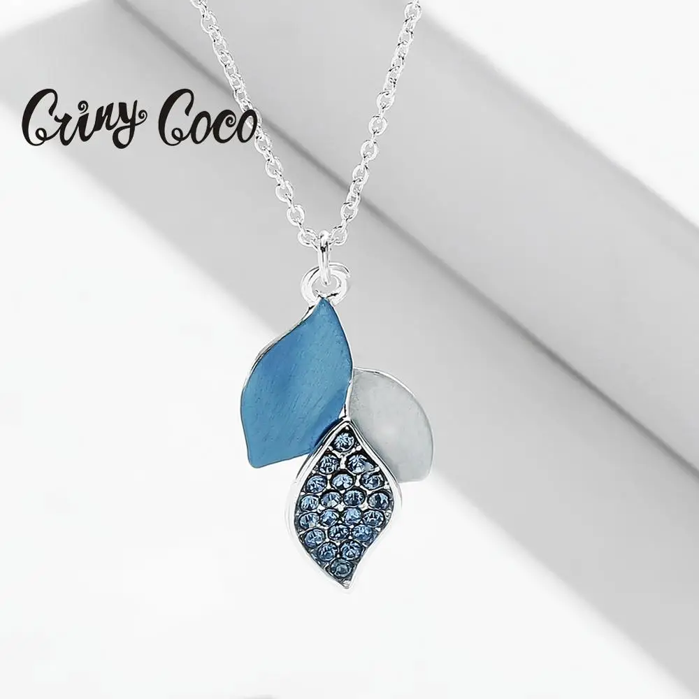 Подвеска в виде листа с кристаллами Cring Coco ожерелья для женщин модное серебряное