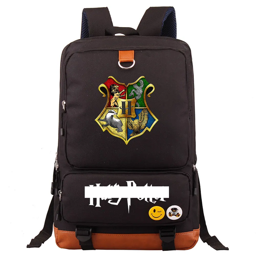 D0304 модный волшебный значок Хогвартс для мальчиков и девочек, школьная сумка для женщин, рюкзак для подростков, школьные сумки для мужчин, студенческий лоскутный рюкзак - Цвет: D03-01