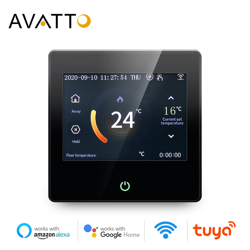 AVATTO-termostato inteligente con WiFi, controlador de temperatura de calefacción con pantalla táctil LED Celsius/fahrenheed, funciona con Alexa y Google Home