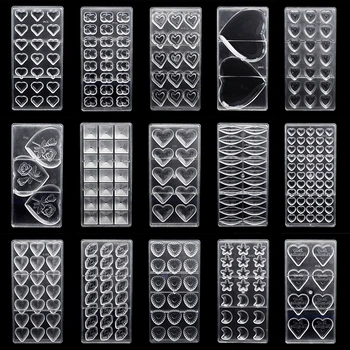 

3D Chocolate Bar Mold Forms Heart Polycarbonate Moulds Tray Plastic Baking Pastry Tools for Moldes Para Chocolate Candy Mould
