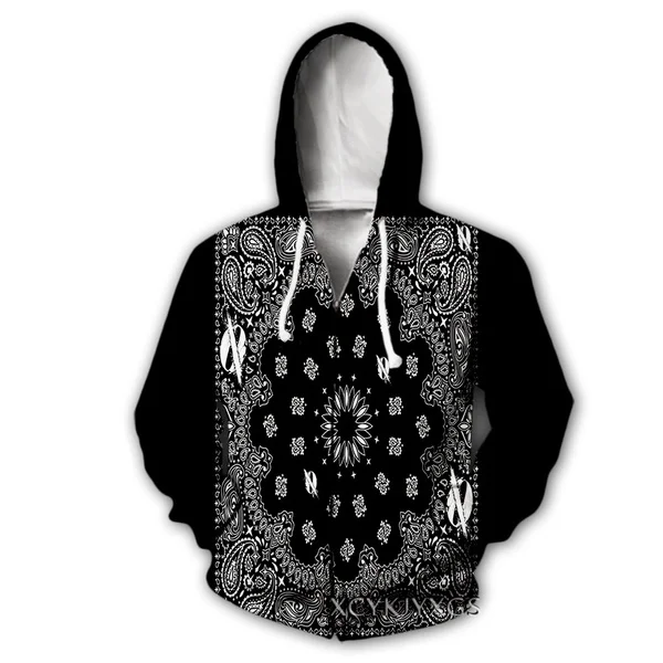 

New Bandana Pattern 3D Print Causal Clothing New Fashion Men/ Women Zipper Hoodies Plus size S-7XL harajuku man hoodies