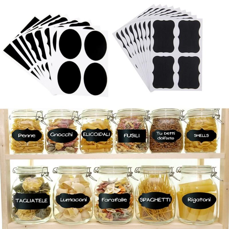 36Pcs/Set Glass Bottle Stickers Tags Waterproof Environmental Friendly PVC Erasable Labels For Home Kitchen Spice Jam Jar