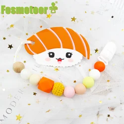 Fosmeteor Silicone Sushi Teether Baby Cartoon Rice Ball Pendants DIY Baby Nursing Chewing Teether Pacifier Chain Necklace Toy