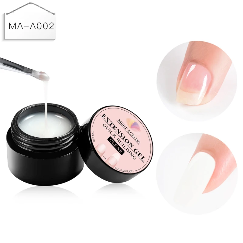 MEET ACROSS 8ML Quick Extension Nail Gel Polish Clear Pink Nail Lacquer UV LED Poly Extension Gel Varnish - Цвет: TS00716