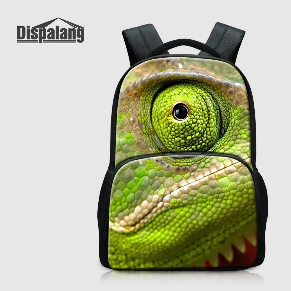 

Dispalang School Backpack For Laptop Custom Design Man Knapsack 17 Inch Canvas Printing Men's Backpack Lizard Animal Student Bag