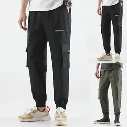 2019 хит продаж мужские весенние осенние модные однотонные брюки в стиле ретро с несколькими карманами, длинные брюки, оптовая продажа