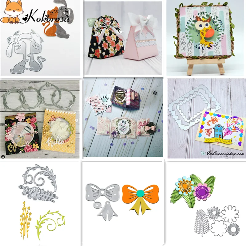 

Kokorosa Cutting Dies Metal Die Cuts Lace Frame Border Floral Animal Box Die Scrapbooking Album Embossing Stencil Decor Dies