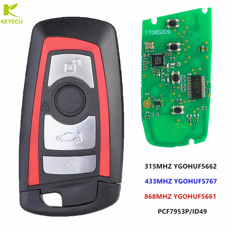 KEYECU 4 Btns красный умный дистанционный ключ 315 МГц YGOHUF5662 434 HUF5767 868 HUF5661 для BMW F Chass 5 7