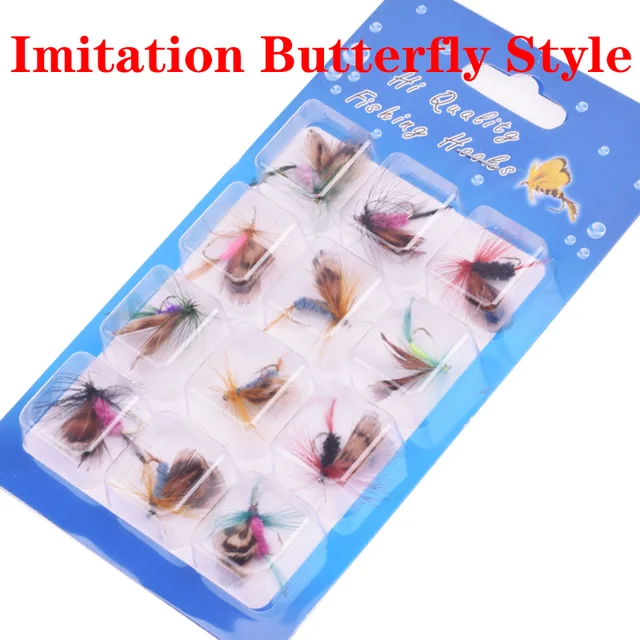 12Pcs/Set Insects Flies Fly Fishing Lures Bait High Carbon Steel Hook Fish Tackle With Super Sharpened Crank Hook Perfect Decoy Imitation Butterfly