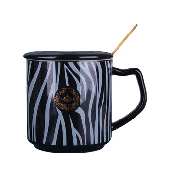 

Vintage Nordic Coffee Mug Gold Luxury Breakfast Tea Creative Ceramics Cup Kupa Bardak Water Mug With Lid Couple Gifts EC50BZ