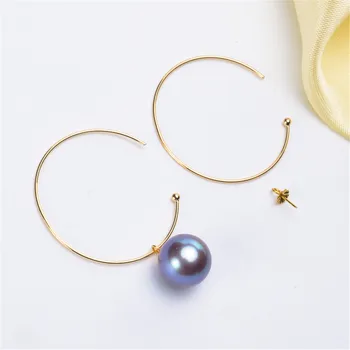 

G18K Gold Earring Hooks with Eyepin Bead Caps, Yellow Karat Gold Solid 18ct oro French Earwire Dangle Pearl Earrings