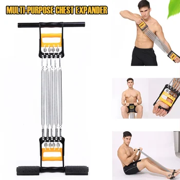 

Multi-purpose Chest Expander 5-Spring 75kg/165lb(total) Men Power Exerciser with Grip Exerciser Home Fitness Equipment