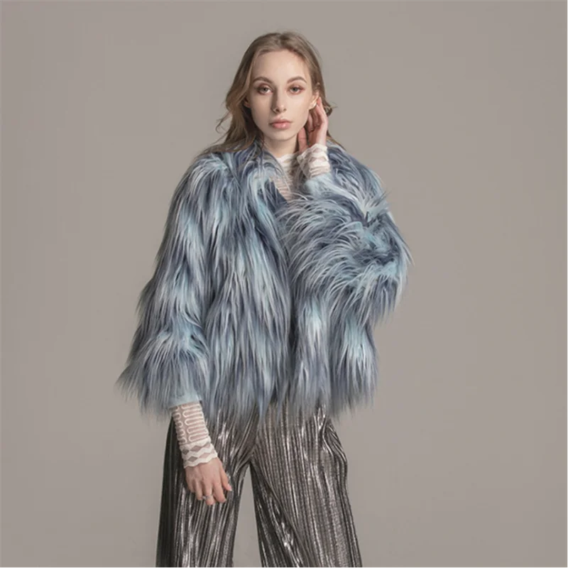 Высокое качество Лидер продаж модное сексуальное женское теплое синее пальто из