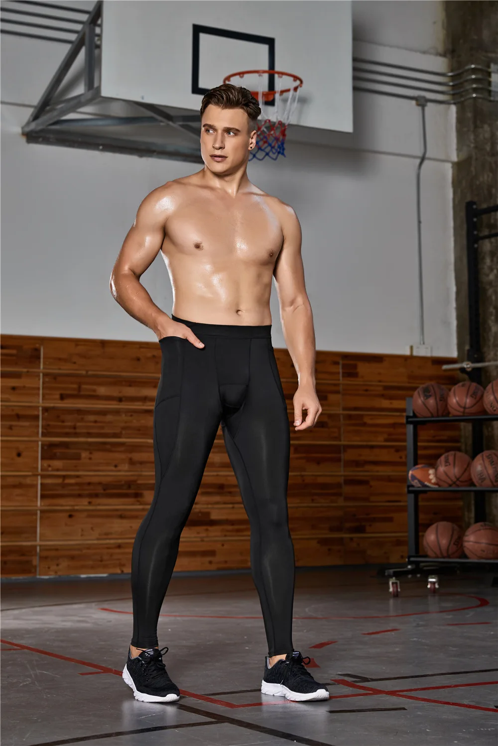 Elastic and tight sports trousers as fashionable Vector Image