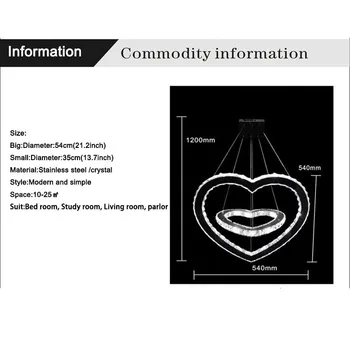 

Creative Stainless Steel K9 Crystal Glass Romance Double Heart Shape Led Lighting Pendant Light Fixtures Home Decor Luminaire