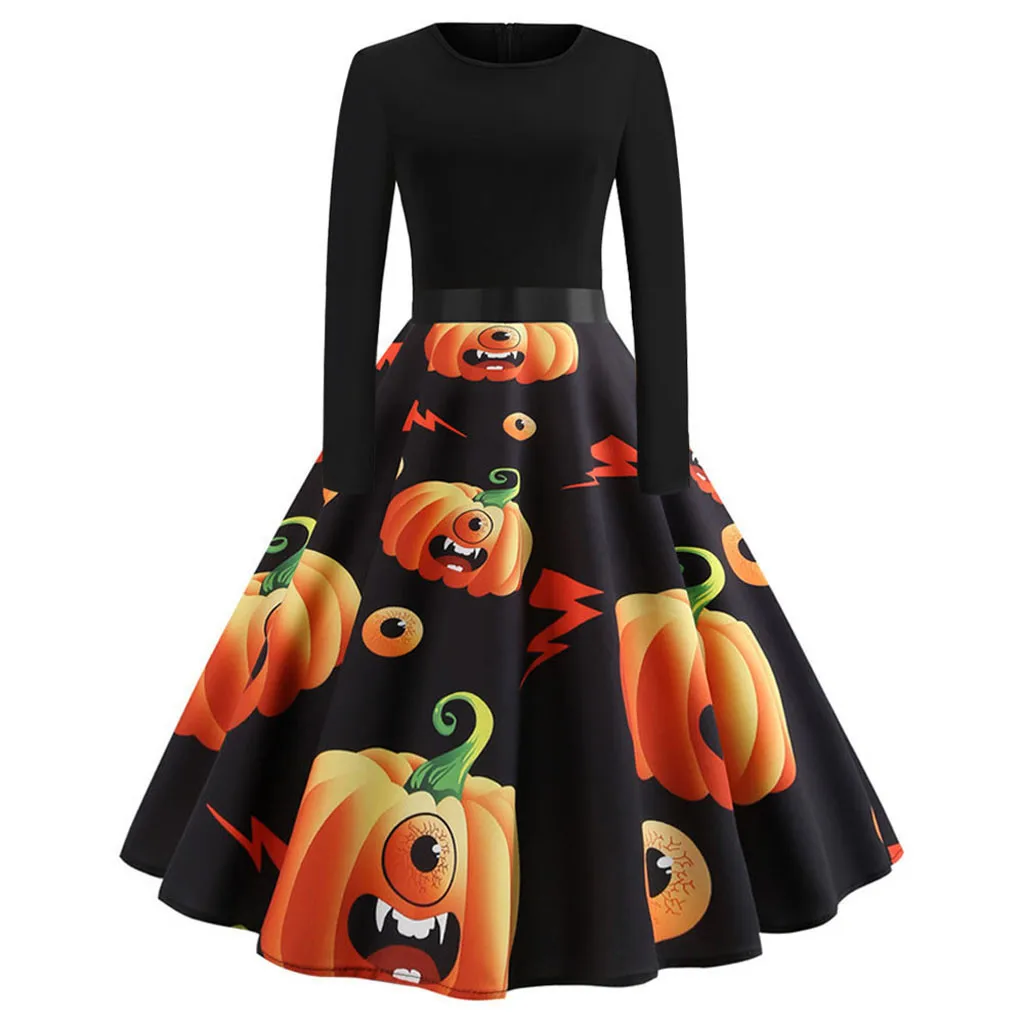 

Charming Fashion Women Vintage Long Sleeve Dress Halloween Housewife Evening Party Prom Personality Dress