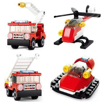 

4PCS Fire Station Building Blocks Sets Compatible City Fire Engine Fighter Truck Bricks Educational Toys for Children Kids Gift