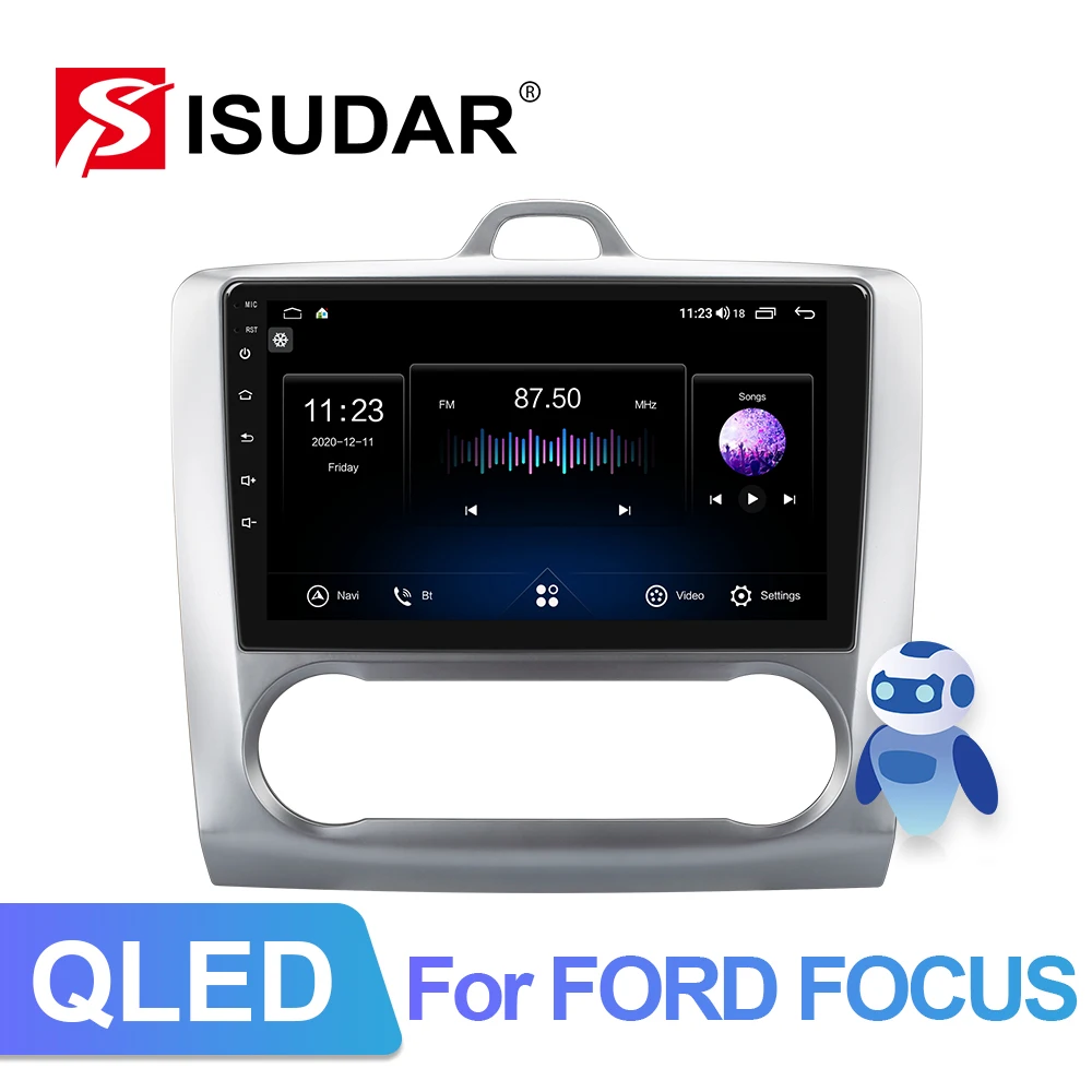 ISUDAR V72 QLED Android 10 Car Radio For Ford Focus 2 Mk 2 2004-2011 GPS Car Multimedia Player RAM 6G DVR Camera 4G NET No 2 din