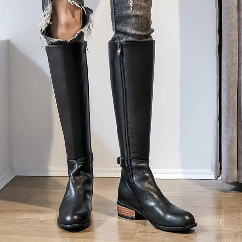 

Karinluna 2019 Top Quality Winter Plus Size 43 Genuine Leather Fashion Woman Shoes Riding Boots Women Knee High Boots Female