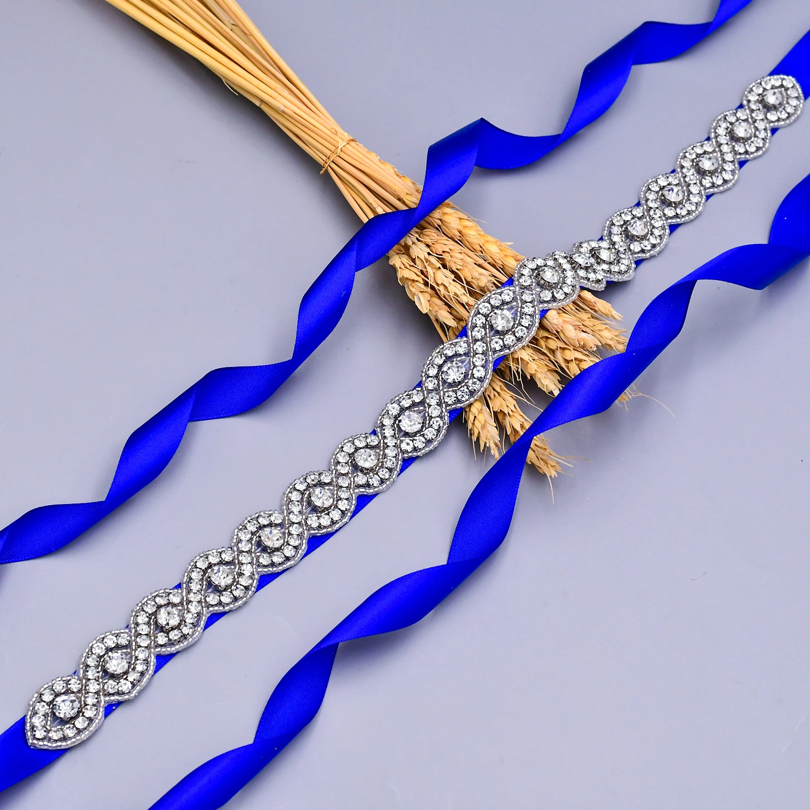 TRiXY S28 Stunning Wedding Belt Ribbon Bridal Sash Rhinestones Belts for Formal Dresses Diamond