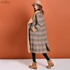 ARTKA 2022 Winter New Women Woolen Coat Retro Plaid Lambswool Warm Woolen Coat Long Loose Lapel Outwear For Women FA10191D ► Photo 3/6
