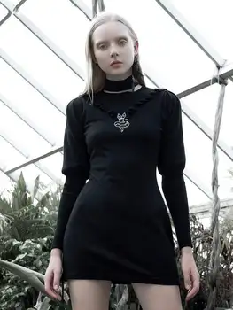 

Punk Rave Women's Ruched Puff Shoulder Fitted Dresses PQ-693LQ Asian Size S-L