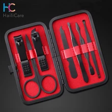 7 шт. черный из нержавеющей стали кутикулы кусачки для ногтей Резак Триммер ушные палочки Уход Набор Маникюр для педикюра, на палец инструменты для дизайна ногтей наборы