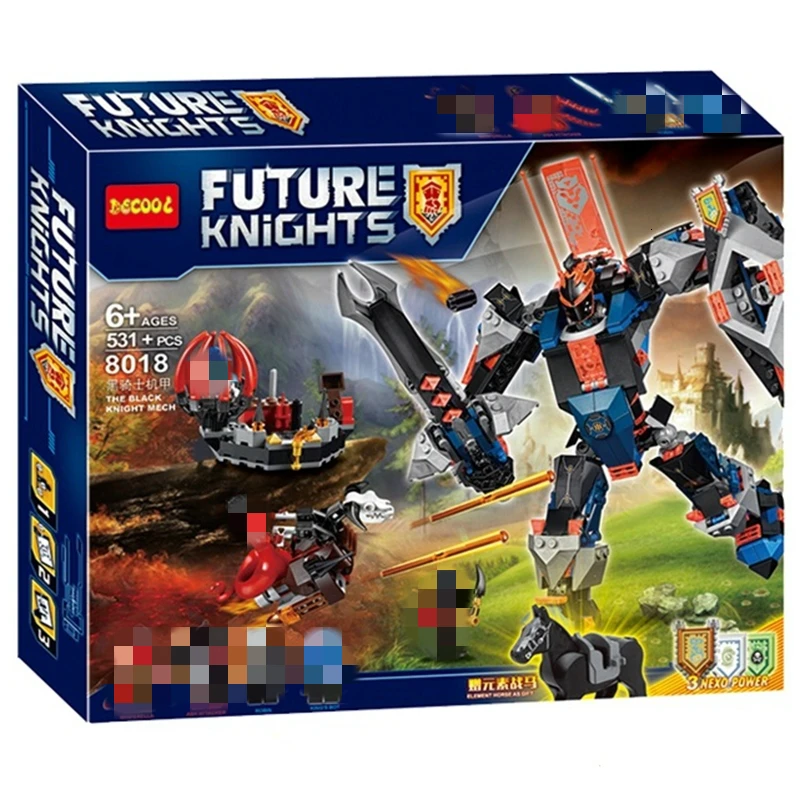 Новинка 531 шт. строительные блоки модели Nexoes Knight The Black Mech 70326 Nexus Saber роботы игрушки