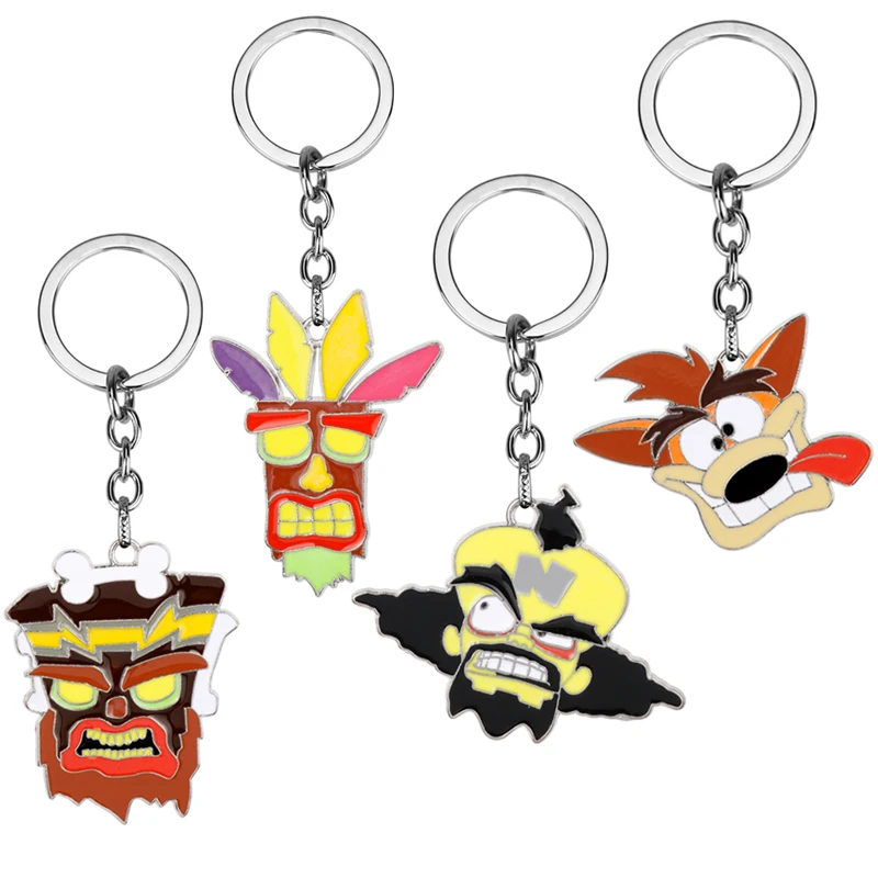 CrashBandicootGameKeyringKeyChainsCartoonAnimalMetalEnamel