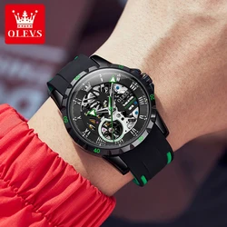 OLEVS Reloj de pulsera para hombre, con espejo de cristal recubierto, reloj mecánico automático de moda, tallado hueco, resistente al agua, luminoso