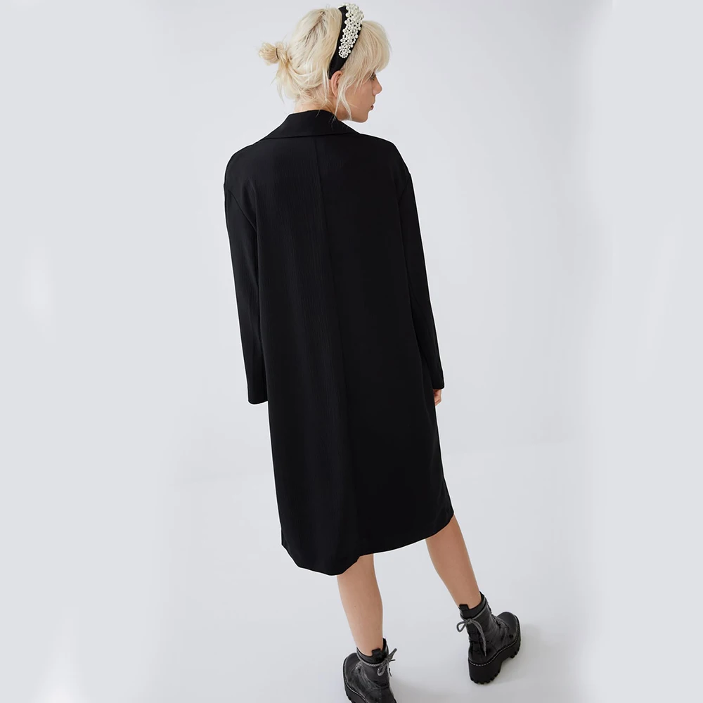 Ladyfirsy длинное пальто ZA 2019 Новое Бохо женское черное уличное стильное путешествие