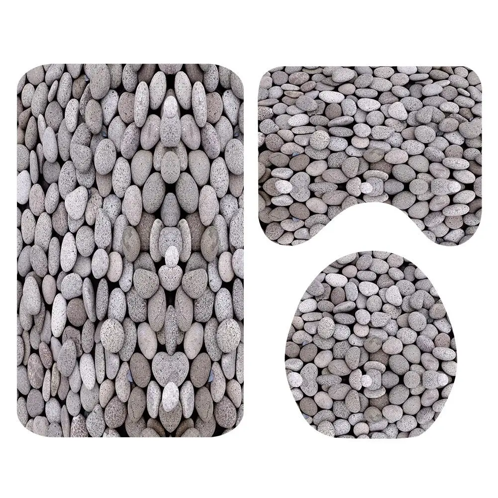 3pcs TWISTER. CK Cobblestone печать ванная комната занавеска для душа Туалет крышка коврик нескользящий коврик для ванной комнаты - Цвет: 3pcs