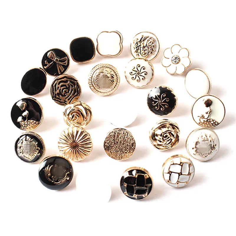 Изысканные Золотые декоративные пуговицы 10 шт. круглые металлические аксессуары