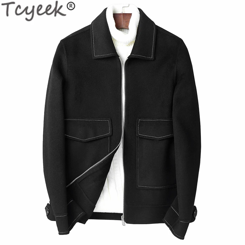 Tcyeek брендовая куртка зимнее шерстяное пальто для мужчин Casaco Masculino корейские модные теплые короткие шерстяные пальто осенняя одежда Hiver 81Z8801