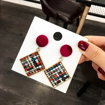 

Punk Statement Earrings Square Houndstooth Earrings Lattice Women Earrings New Arrival Creative Christmas Gifts