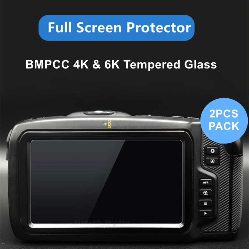 Protector de cristal templado para cámara BMPCC 4K y 6K, 2 uds., Protector de pantalla de cristal para Blackmagic Design Pocket Cinema Came 4K