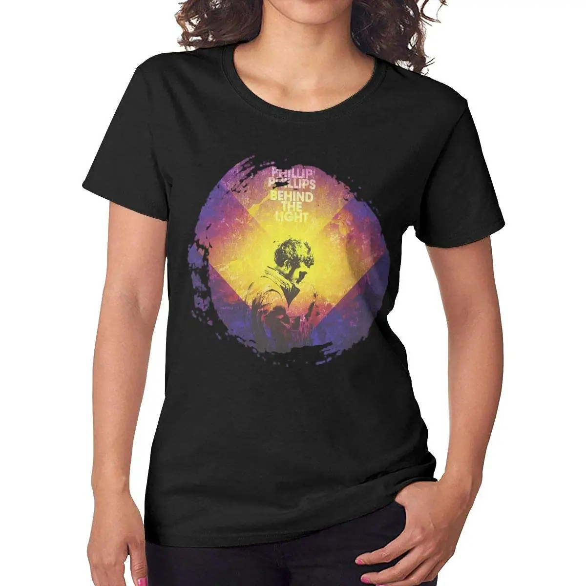 ChaseM Womens Phillip Phillips Behind The Light T Shirts Black |