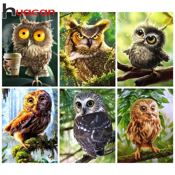 

Huacan New Arrival Diamond Painting Full Square/Round Owl 5D DIY Diamond Embroidery Mosaic Animal Decorations Home
