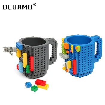 

350ml/12oz Puzzle DIY Building Blocks Mug Creative Milk Coffee Cup Build-on Brick Drinkware LEGO Drinking Cups BPA Free Plastic