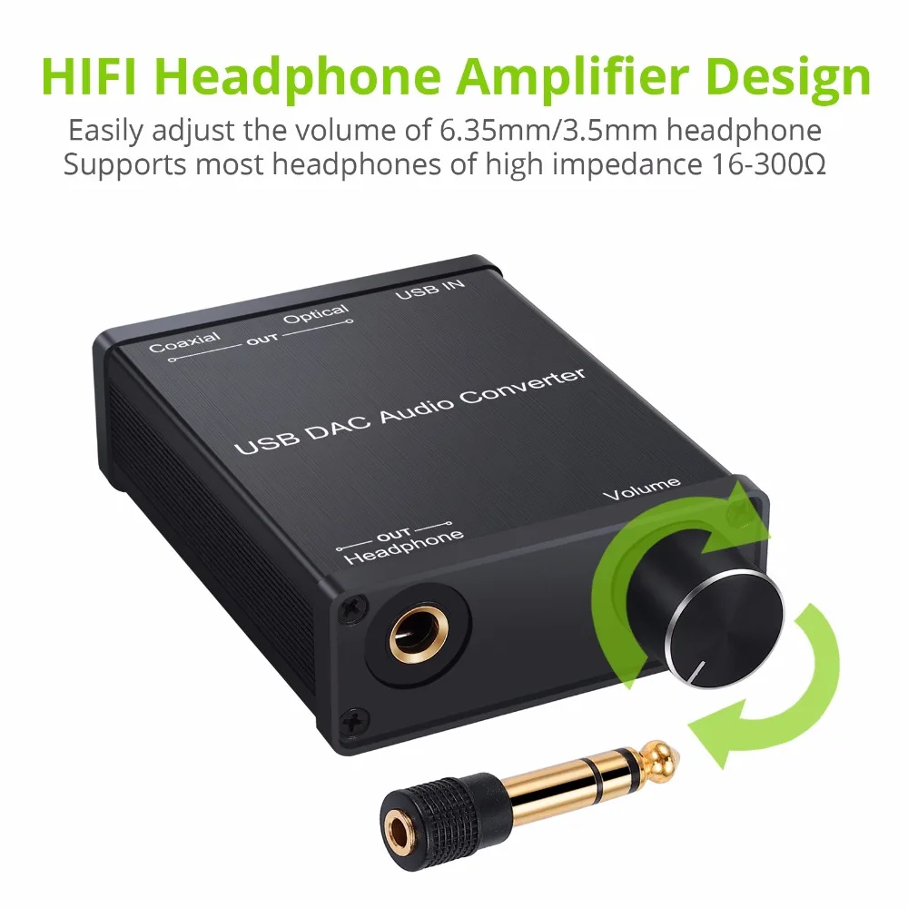 USB DAC аудио конвертер с усилителем для наушников цифровой аналоговый сигнал USB Аудио Звуковая карта USB Коаксиальный S/адаптер PDIF